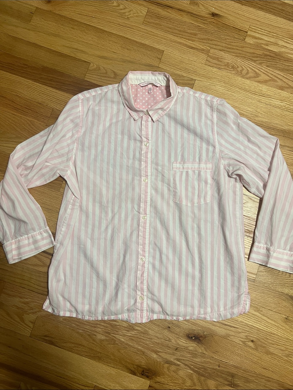Victoria's Secret Pink & White Striped Cotton Pajama Top